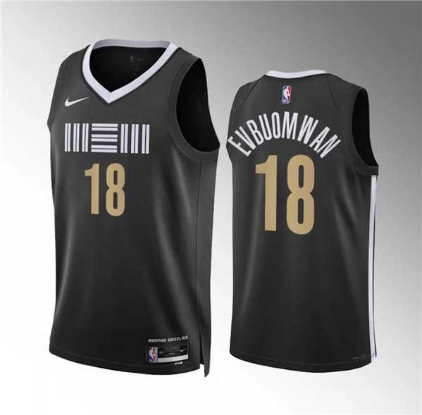 Mens Memphis Grizzlies #18 Tosan Evbuomwan Black 2023-24 City Edition Stitched Jersey Dzhi